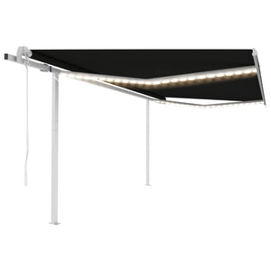 VidaXL Luifel automatisch met LED en windsensor 4,5x3 m antracietkleur
