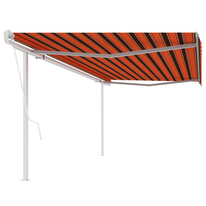 VidaXL Luifel automatisch uittrekbaar met palen 5x3 m oranje en bruin