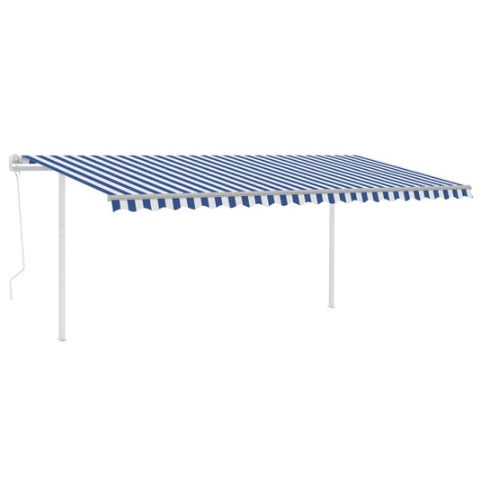 VidaXL Luifel automatisch met LED en windsensor 5x3 m blauw en wit