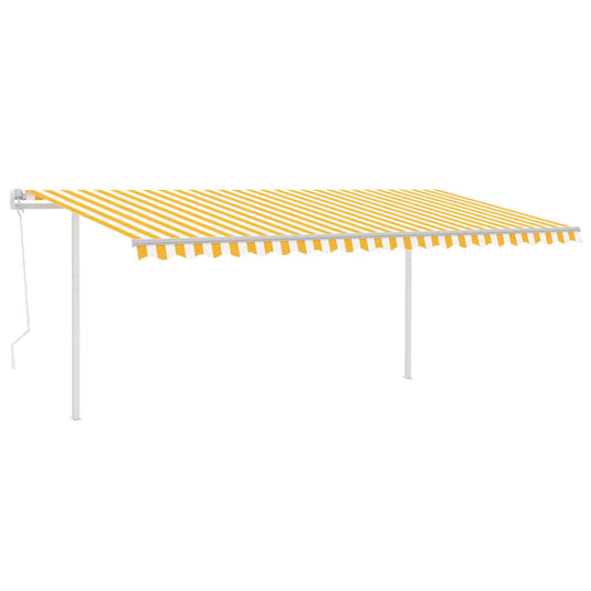 VidaXL Luifel automatisch met LED en windsensor 5x3 m geel en wit