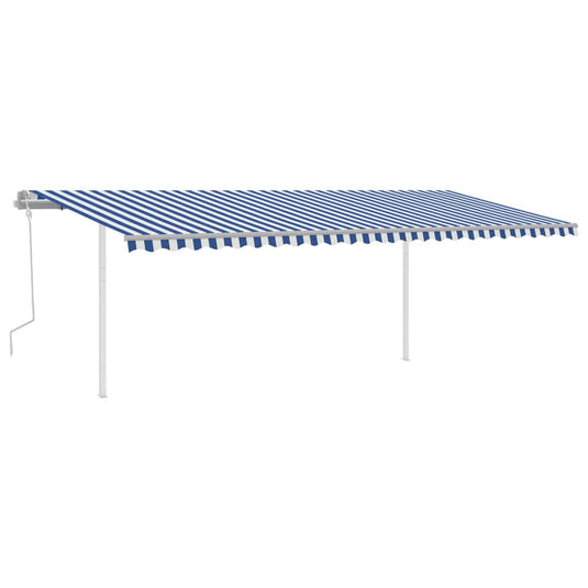 VidaXL Luifel handmatig uittrekbaar met palen 6x3 m blauw en wit