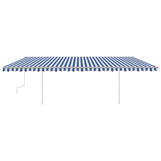 VidaXL Luifel handmatig uittrekbaar met palen 6x3 m blauw en wit