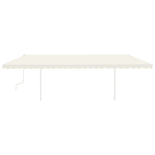 VidaXL Luifel handmatig uittrekbaar met LED 6x3 m crèmekleurig