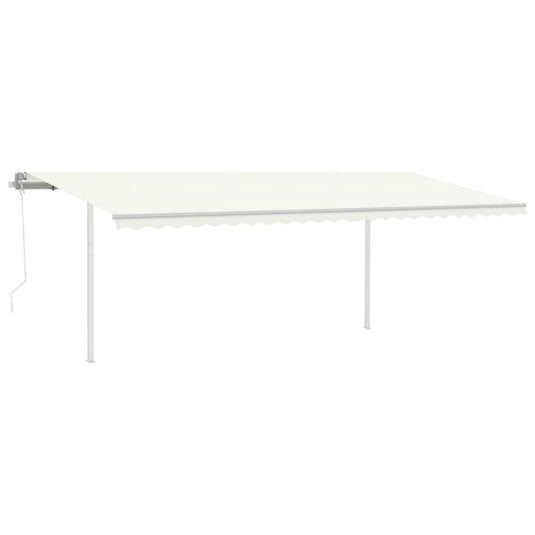 VidaXL Luifel automatisch uittrekbaar met palen 6x3 m crèmekleurig