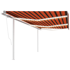 VidaXL Luifel automatisch met LED en windsensor 6x3 m oranje en bruin