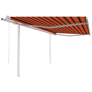 VidaXL Luifel automatisch uittrekbaar met palen 4x3,5 m oranje bruin