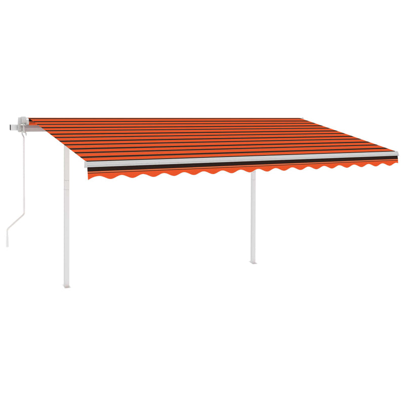 Load image into Gallery viewer, VidaXL Luifel automatisch uittrekbaar met palen 4x3,5 m oranje bruin
