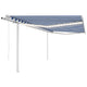 VidaXL Luifel automatisch met LED en windsensor 4x3,5 m blauw en wit
