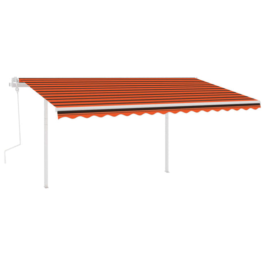 VidaXL Luifel handmatig uittrekbaar met palen 4,5x3,5 m oranje en bruin