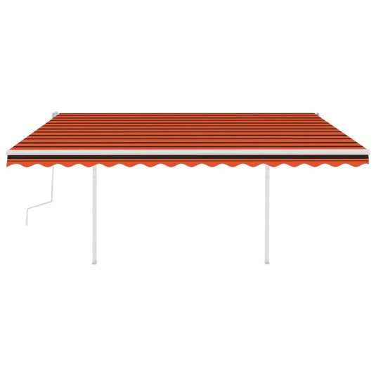 VidaXL Luifel handmatig uittrekbaar met palen 4,5x3,5 m oranje en bruin