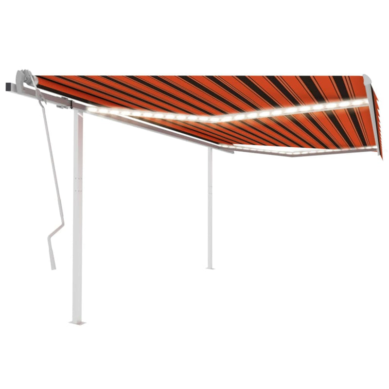 Load image into Gallery viewer, VidaXL Luifel handmatig uittrekbaar met LED 4,5x3,5 m oranje en bruin
