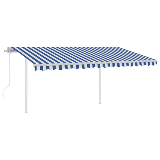 VidaXL Luifel automatisch met LED en windsensor 4,5x3,5 m blauw en wit