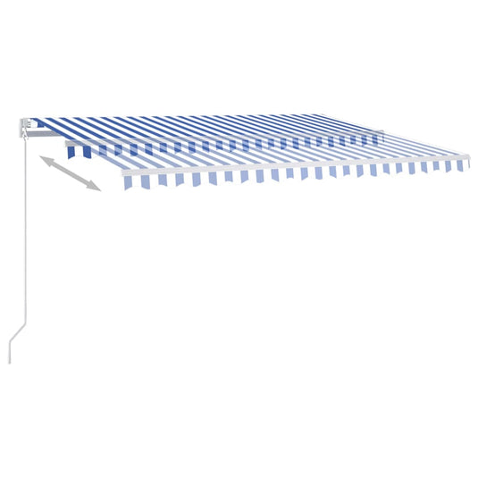 VidaXL Luifel automatisch met LED en windsensor 4,5x3,5 m blauw en wit