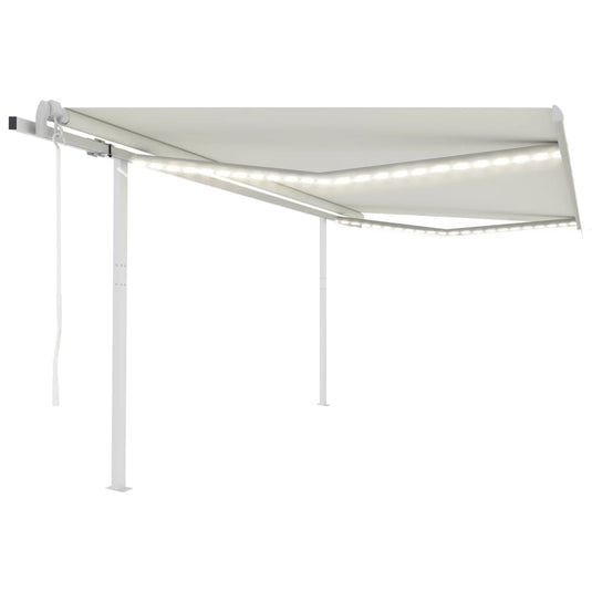 VidaXL Luifel automatisch met LED en windsensor 4,5x3,5 m crèmekleurig