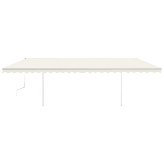 VidaXL Luifel handmatig uittrekbaar met palen 6x3,5 m crèmekleurig