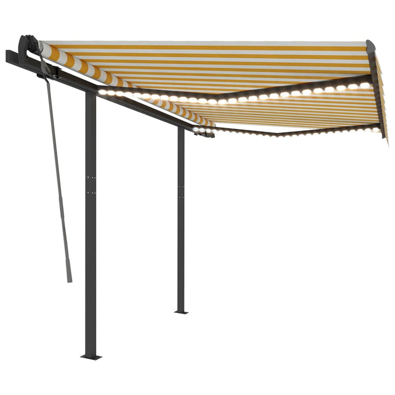 Load image into Gallery viewer, VidaXL Luifel automatisch met LED en windsensor 3x2,5 m geel en wit
