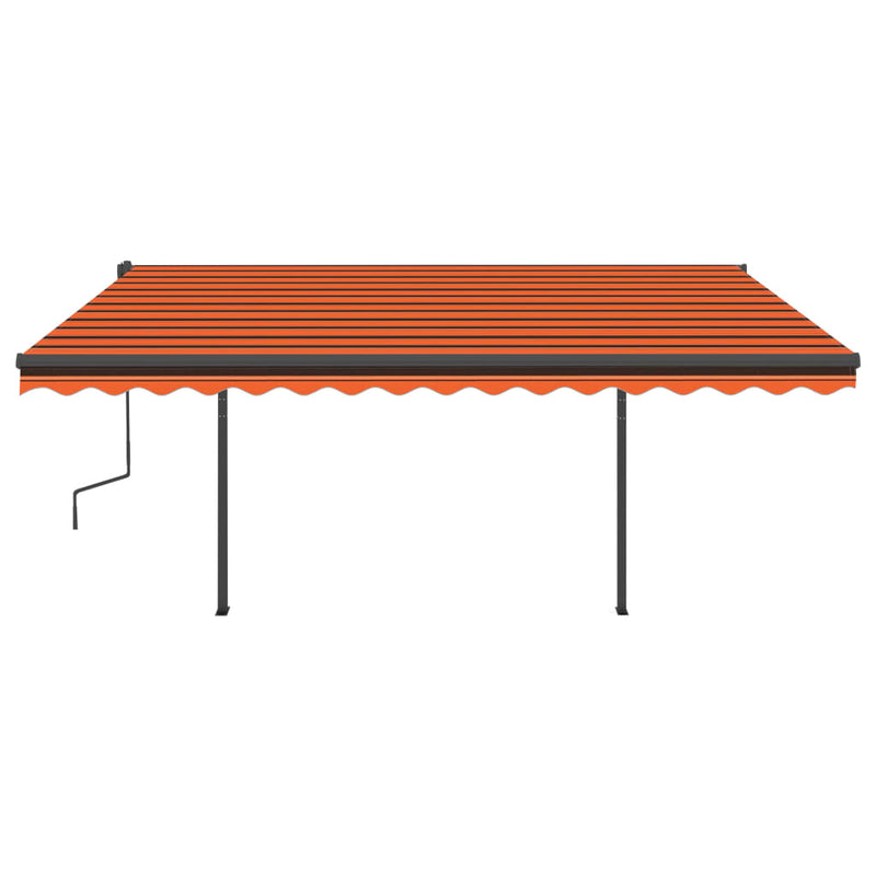 Load image into Gallery viewer, VidaXL Luifel met palen handmatig uittrekbaar 4,5x3,5m oranje en bruin
