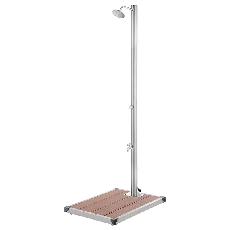 Load image into Gallery viewer, Vidaxl buitendouche met bruine basis 220 cm roestvrij staal
