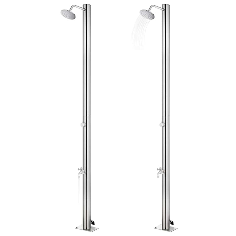 Load image into Gallery viewer, Vidaxl buitendouche met bruine basis 220 cm roestvrij staal
