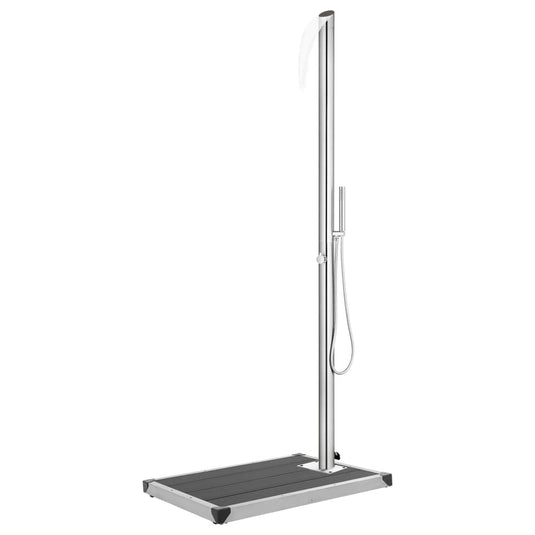 Vidaxl buitendouche met grijze basis 225 cm roestvrij staal
