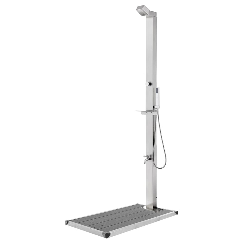 Load image into Gallery viewer, Vidaxl buitendouche met grijze basis 225 cm roestvrij staal

