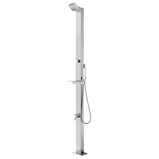 Vidaxl buitendouche met grijze basis 225 cm roestvrij staal