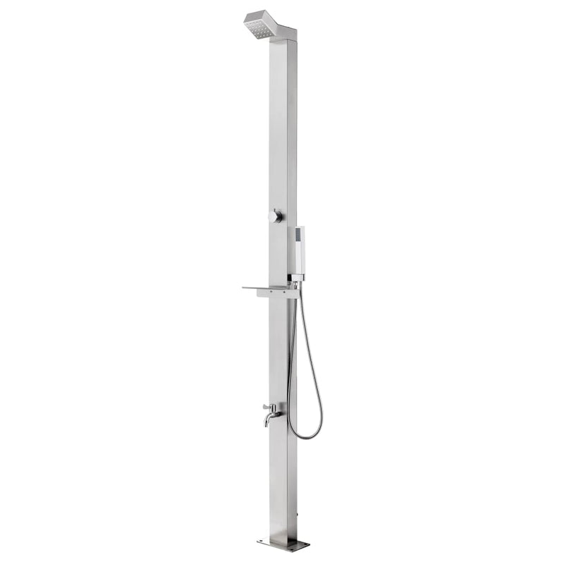Load image into Gallery viewer, Vidaxl buitendouche met grijze basis 225 cm roestvrij staal
