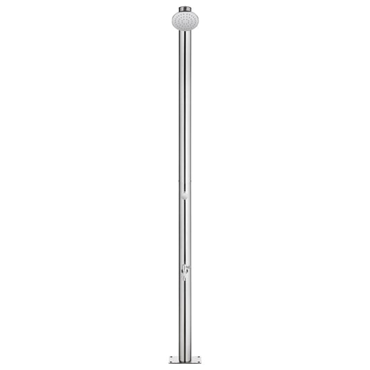 Vidaxl buitendouche met grijze basis 220 cm roestvrij staal