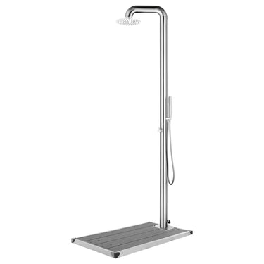 Vidaxl buitendouche met grijze basis 230 cm roestvrij staal