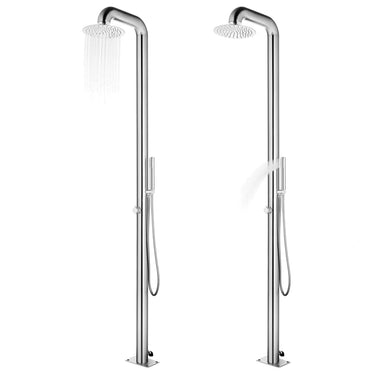 Vidaxl buitendouche met grijze basis 230 cm roestvrij staal