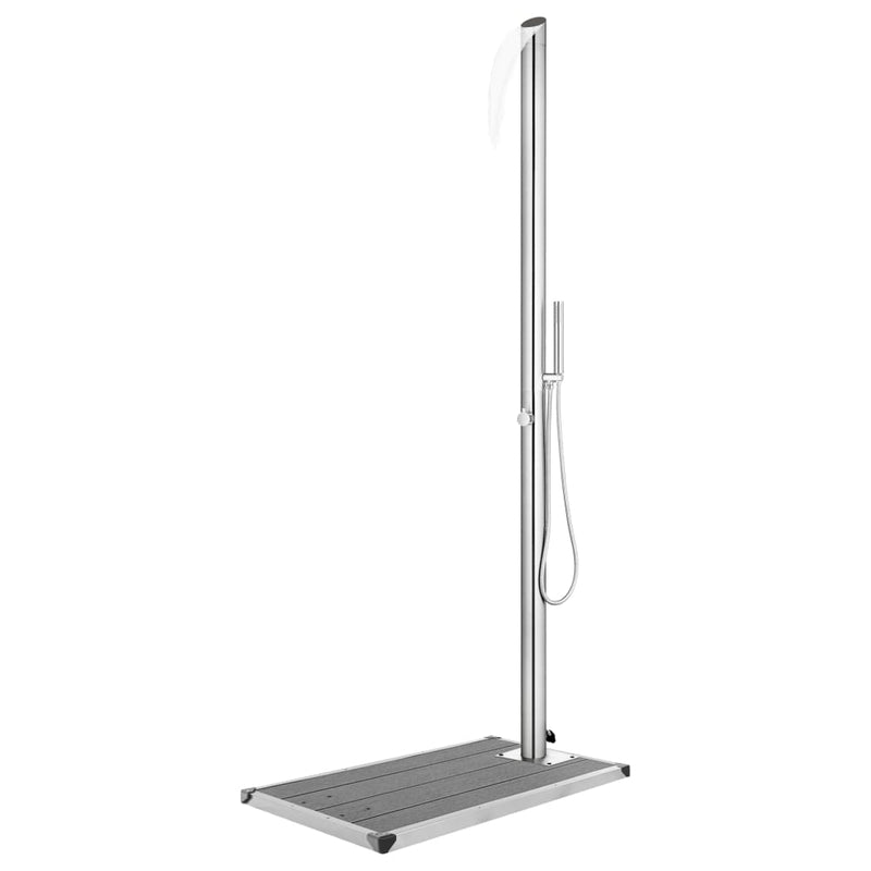 Chargez l'image dans la visionneuse de la galerie, Vidaxl buitendouche met grijze basis 225 cm roestvrij staal
