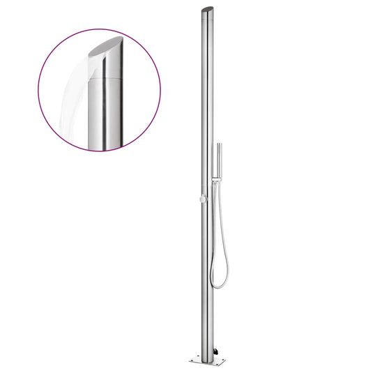 Vidaxl buitendouche met grijze basis 225 cm roestvrij staal