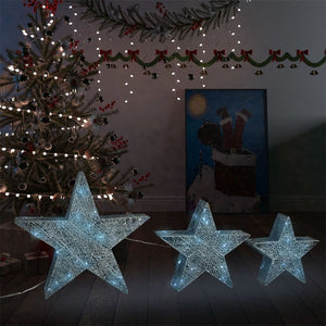 VidaXL Kerstdecoratiesterren 3 st LED buiten binnen mesh zilverkleurig