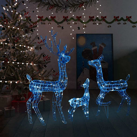 VidaXL Kerstversiering rendierfamilie 300 LED's blauw acryl