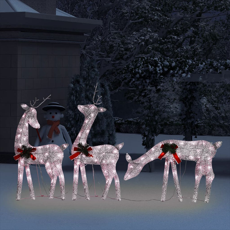 Load image into Gallery viewer, VidaXL Rendierfamilie Kerstmis warmwit 270x7x90 cm mesh goudkleurig
