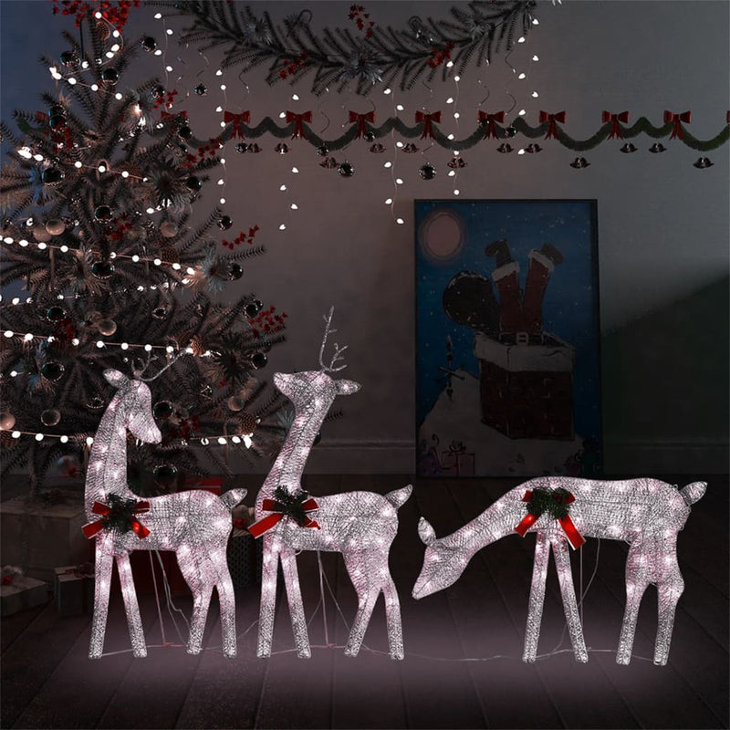 Load image into Gallery viewer, VidaXL Rendierfamilie Kerstmis warmwit 270x7x90 cm mesh goudkleurig
