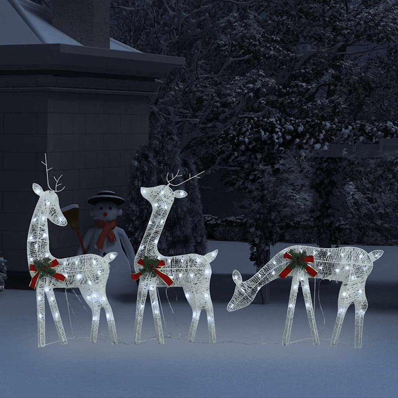 Load image into Gallery viewer, Vidaxl rendierfamilie kerstmis koudwit 270x7x90 cm mesh wit

