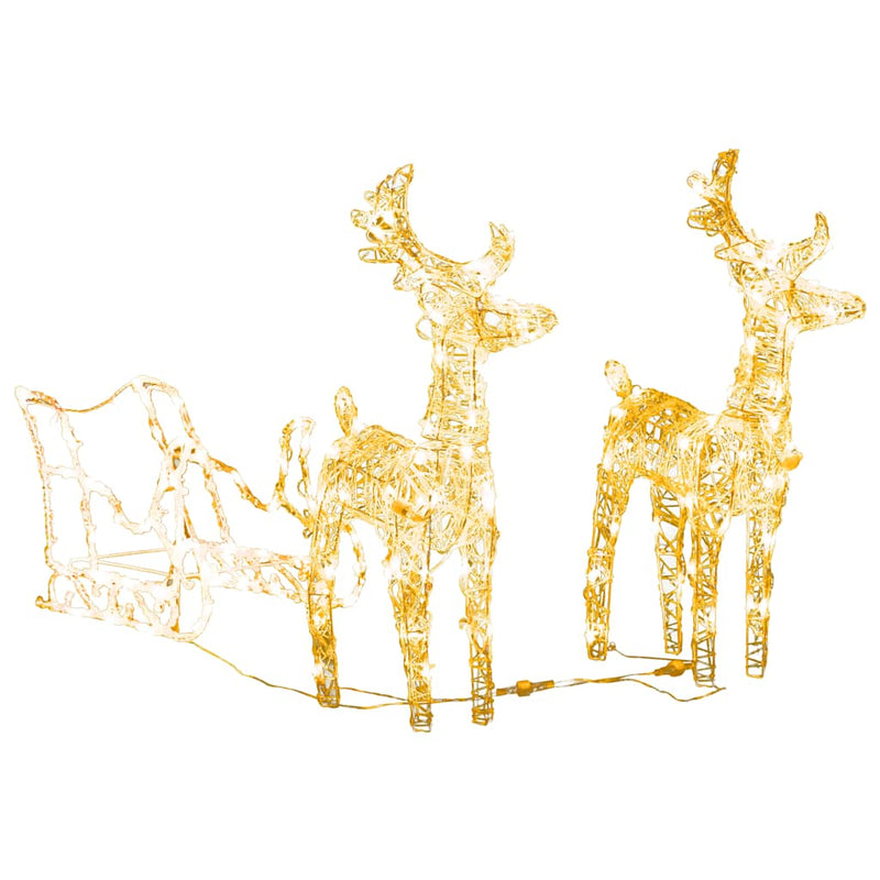 Load image into Gallery viewer, Vidaxl kerstversiering rendieren en slee 160 led's 130 cm acryl
