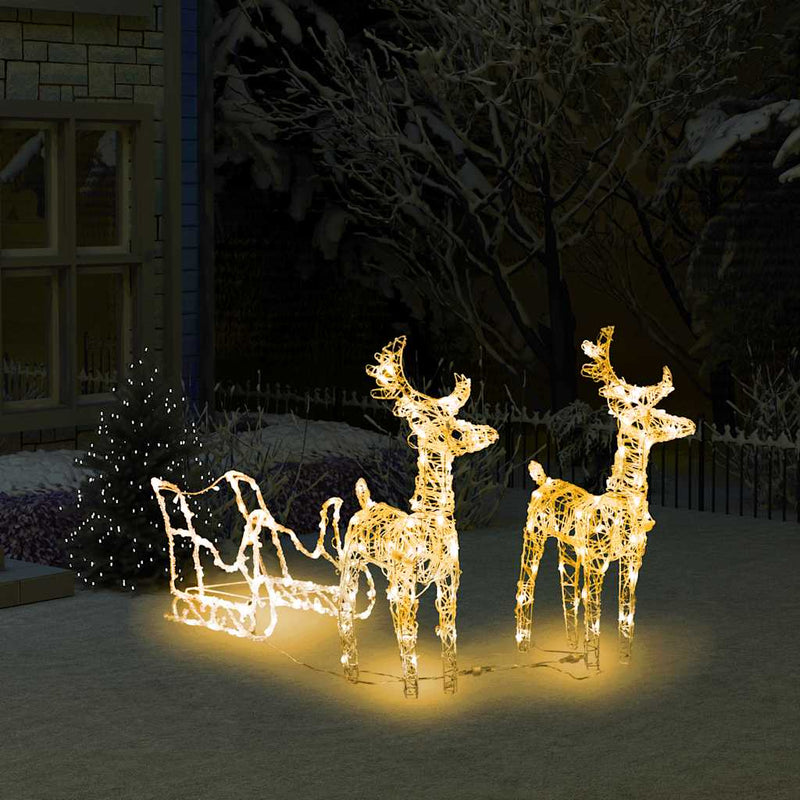 Load image into Gallery viewer, Vidaxl kerstversiering rendieren en slee 160 led's 130 cm acryl
