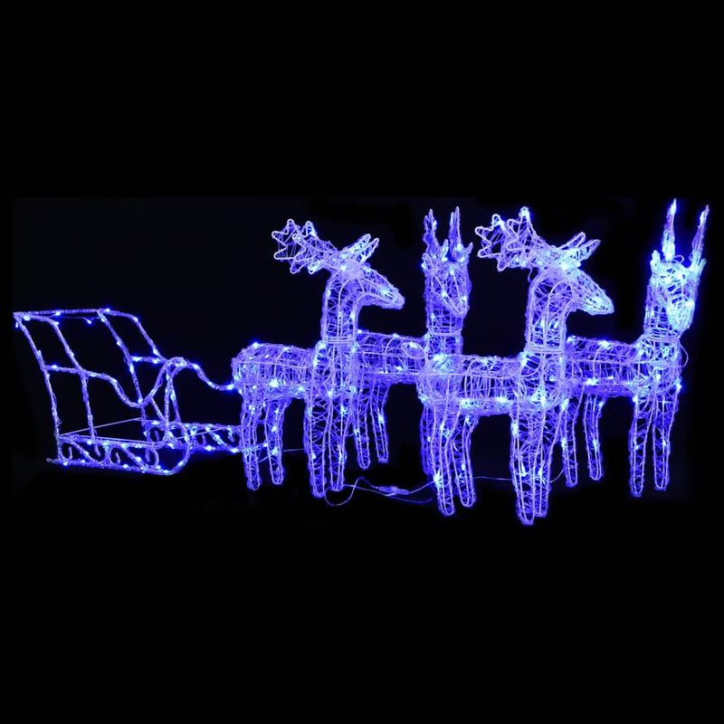 Afbeelding laden in galerijviewer, Vidaxl kerstdecoratie rendieren en slee 280x28x55 cm acryl
