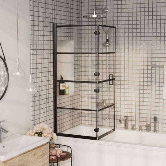 Vidaxl douchewand inklapbaar 120x140 cm esg zwart