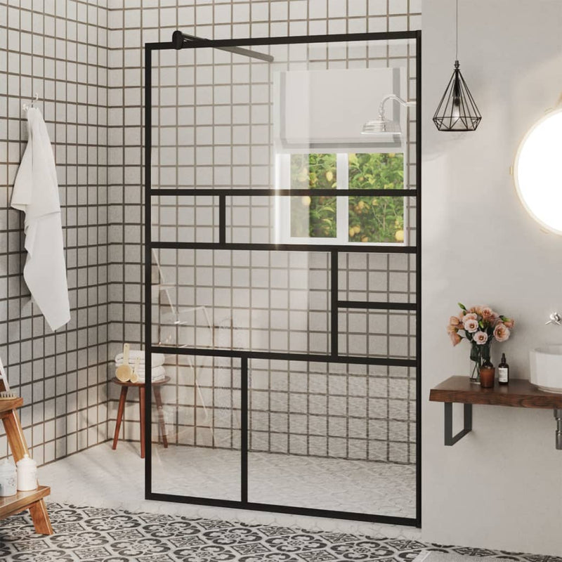 Load image into Gallery viewer, Vidaxl inloopdouchewand 100x195 cm esg-glas transparant en zwart
