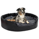 Vidaxl hondenmand 99x89x21 cm pluche en kunstleer zwart en donkergrijs