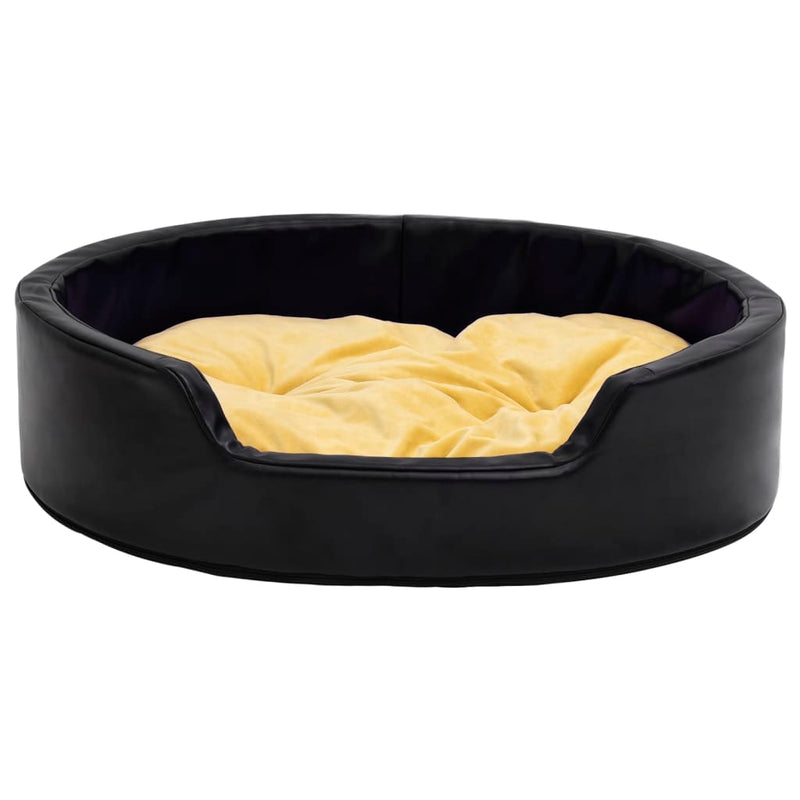 Load image into Gallery viewer, Vidaxl hondenmand 99x89x21 cm pluche en kunstleer zwart en geel
