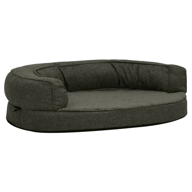 Load image into Gallery viewer, Vidaxl hondenbed ergonomisch linnen-look 75x53 cm fleece donkergrijs
