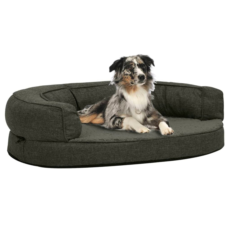 Load image into Gallery viewer, Vidaxl hondenbed ergonomisch linnen-look 75x53 cm fleece donkergrijs
