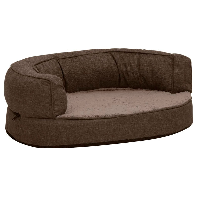 Load image into Gallery viewer, Vidaxl hondenbed ergonomisch linnen-look 60x42 cm fleece bruin
