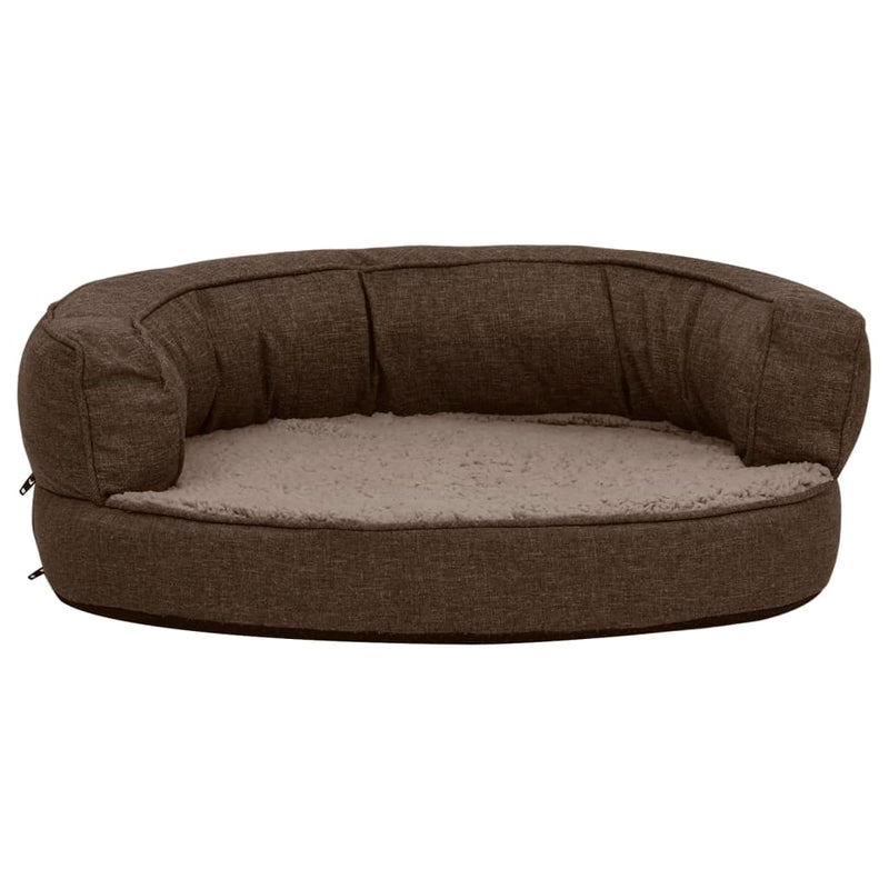 Load image into Gallery viewer, Vidaxl hondenbed ergonomisch linnen-look 60x42 cm fleece bruin
