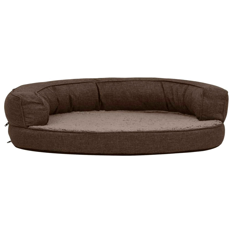 Load image into Gallery viewer, VidaXL Hondenbed ergonomisch linnen-look 75x53 cm fleece bruin
