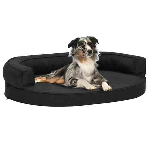Vidaxl hondenbed ergonomisch linnen-look 75x53 cm zwart